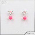 Hot unique design jewelry for girl detachable fashion pink cute crystal earrings
